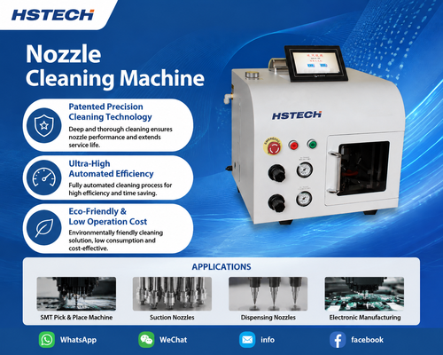 সর্বশেষ কোম্পানি ব্লগ সম্পর্কে HSTECH HS-824 স্বয়ংক্রিয় নল পরিষ্কারকারীঃ পরিবেশগত, দক্ষ এবং ক্ষতি মুক্ত এসএমটি রক্ষণাবেক্ষণ সরঞ্জাম
